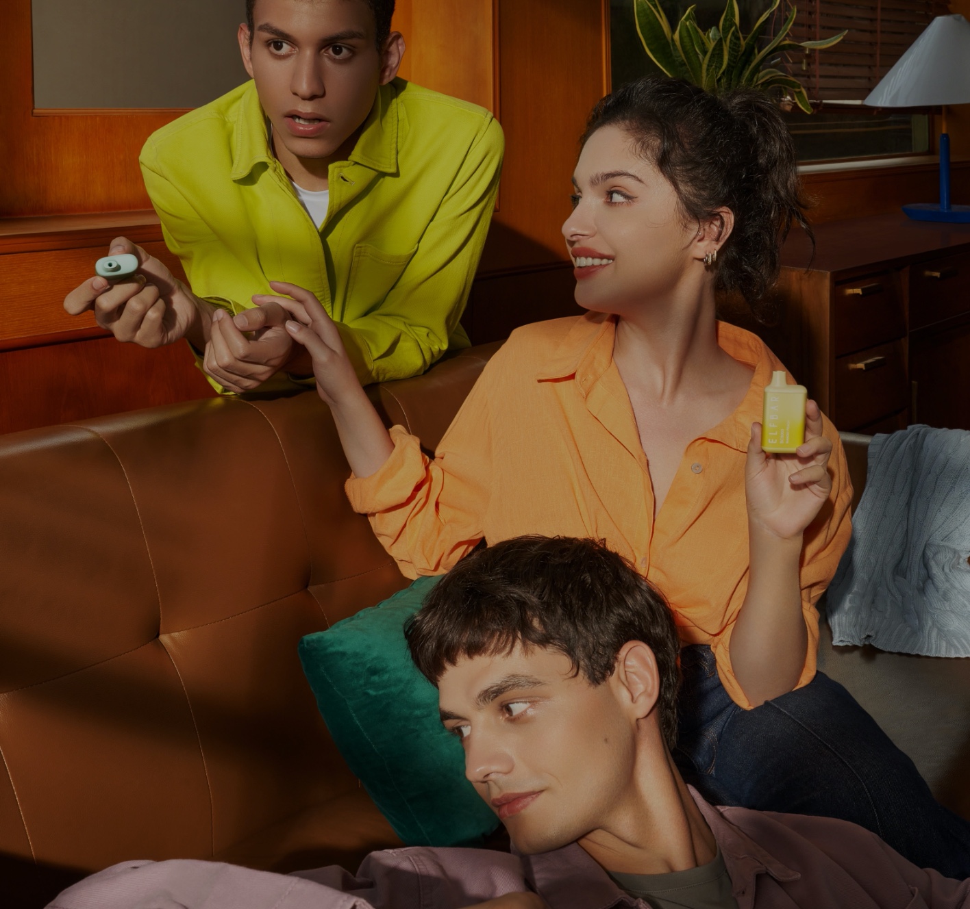 A warm evening at home with friends on the sofa